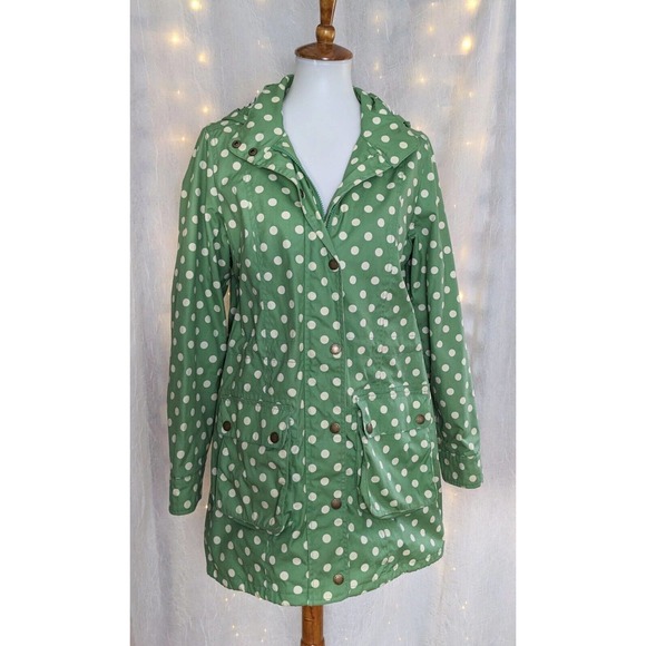 Boden Jackets & Coats Boden 8 The Mac Coat Raincoat Green Polka Dot